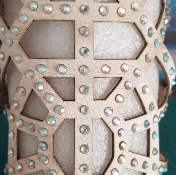 Blue by Betsey Johnson Champagne Cut Out Stiletto Sandal w/Iridescent Stones - Picture 3 of 6